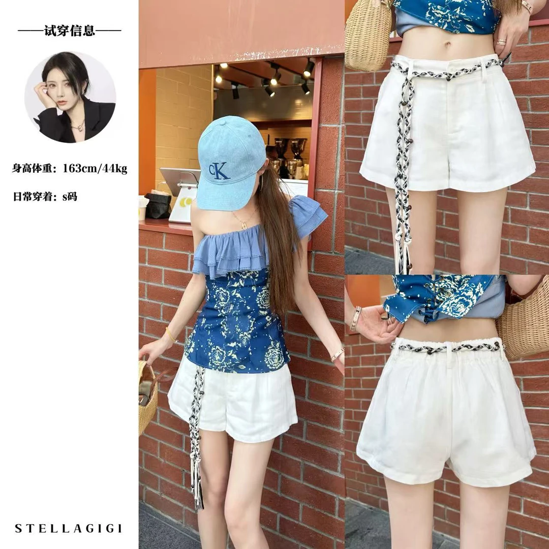 SG / 杨依姗 SS舒适透气后腰松紧天丝亚麻短裤K-20251129