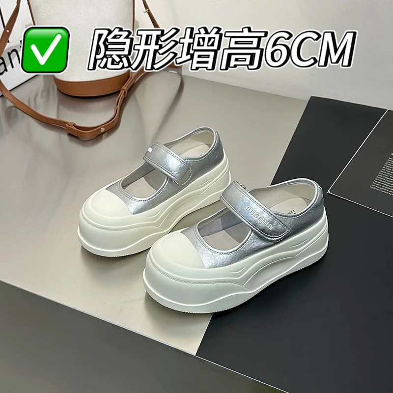 超轻便小个子爆款厚底玛丽珍单鞋女春夏增高圆头丑萌魔术贴休闲鞋