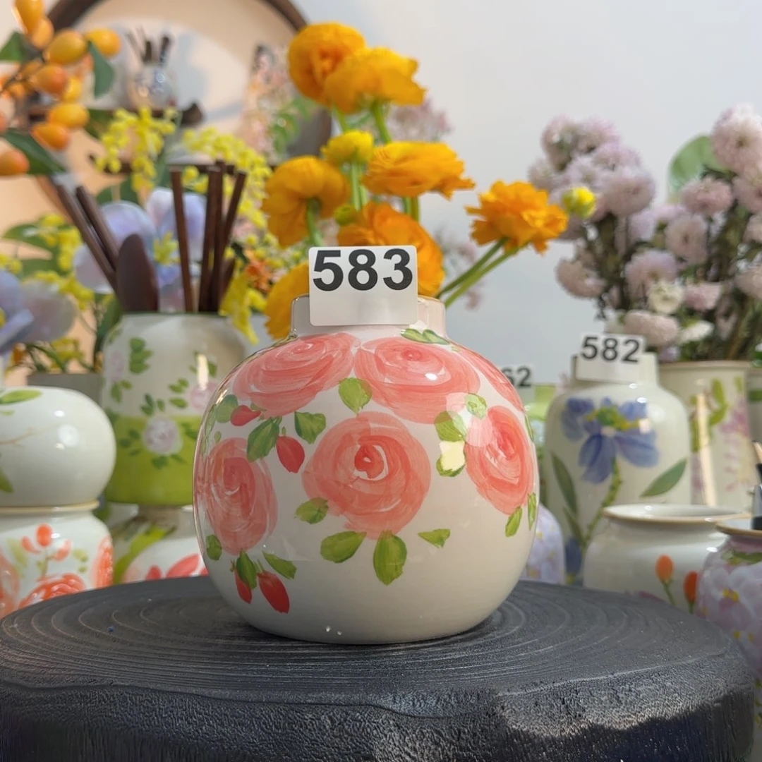 摆件景德镇手作陶瓷花瓶摆件无孔