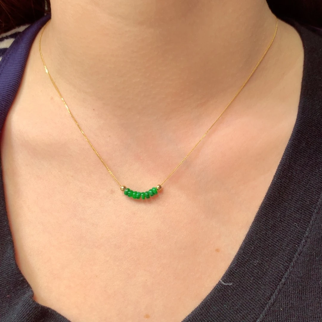 翡翠颈饰18K金镶嵌翡翠