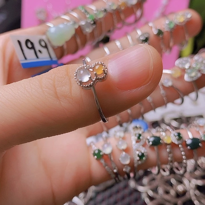 翡翠戒指银S925镶嵌佳*悦