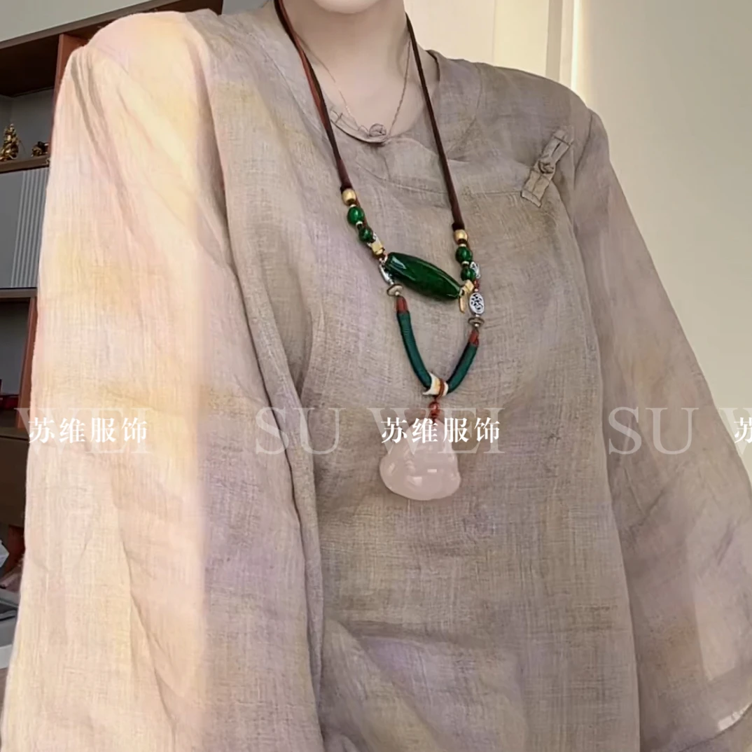 【午后小调】8069-1休闲风衬衫复古显瘦夏季休闲提花国风中式