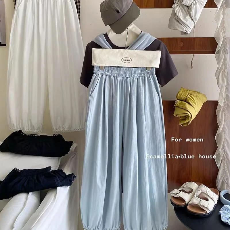 复古慵懒松弛感镂空花边灯笼气球阔腿裤女夏冰丝休闲哪吒花苞裤