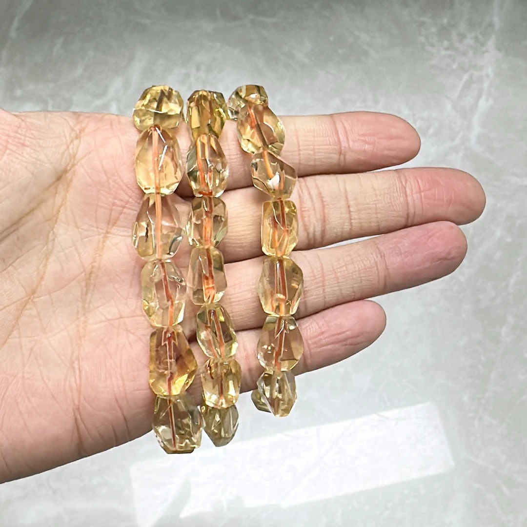 天然巴西黄水晶切面随形手链多样性发一