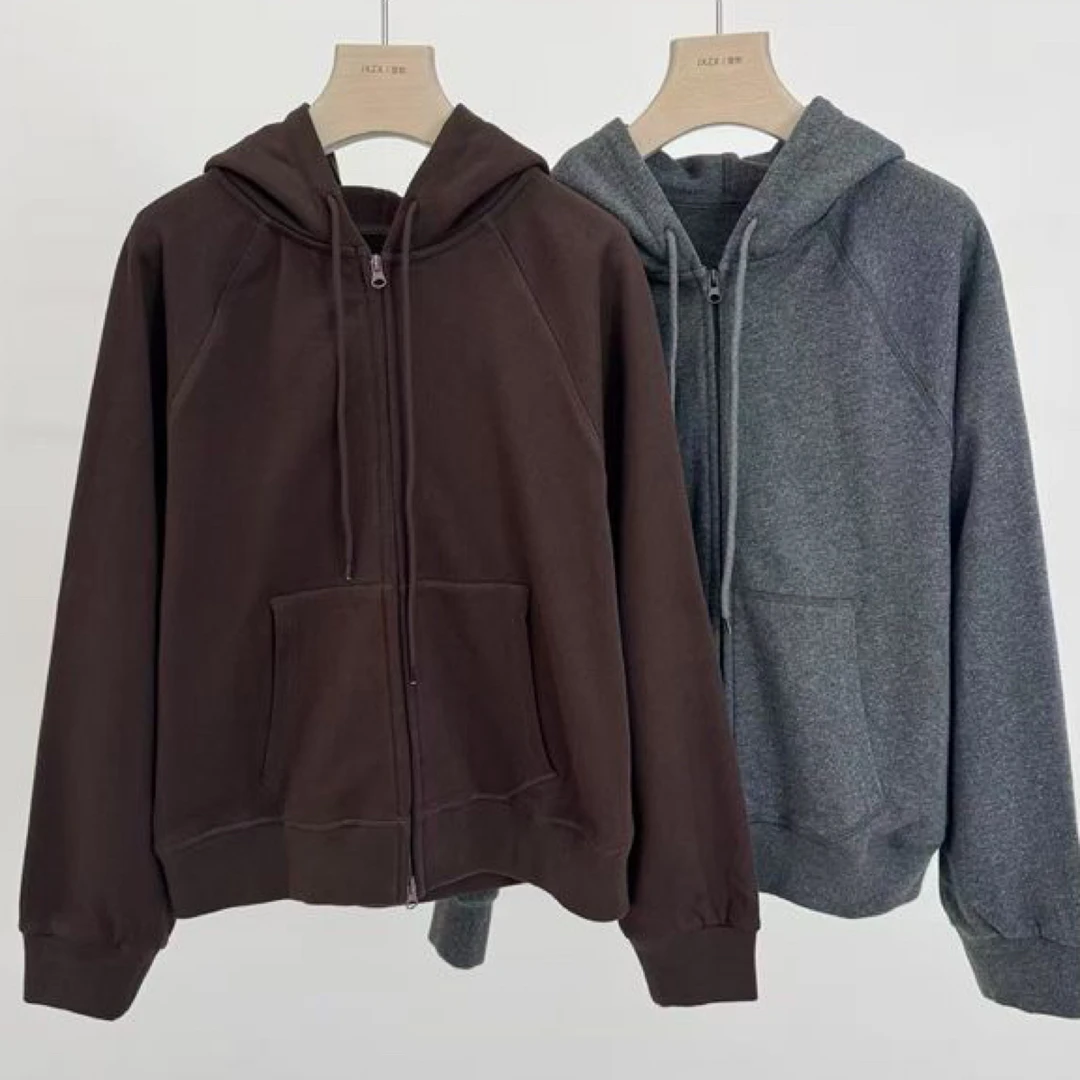 休闲百搭连帽宽松拉链卫衣 70280