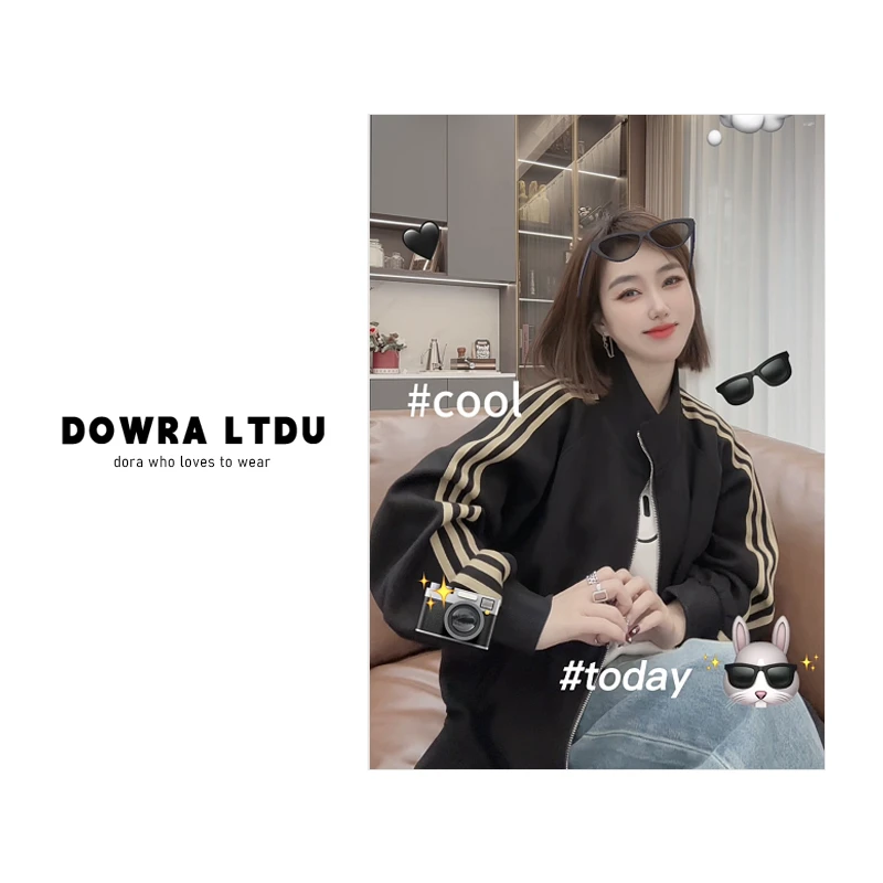 朵拉【美学塔尔】2025年春季新款立领条纹百搭休闲外套女潮228-6911