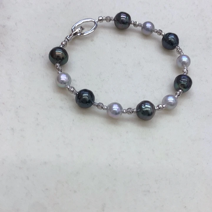 海水珍珠手链银S925镶嵌