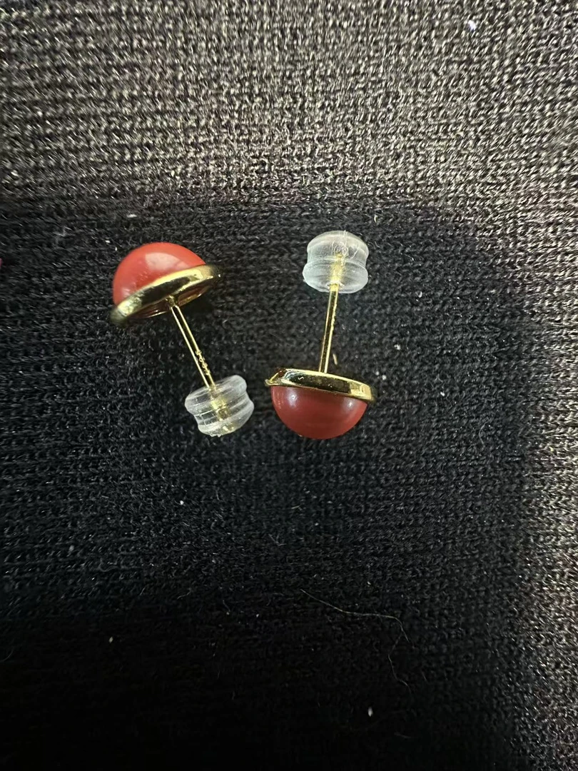 含辰砂工艺品B635朱砂小圆珠耳钉耳针时尚耳饰