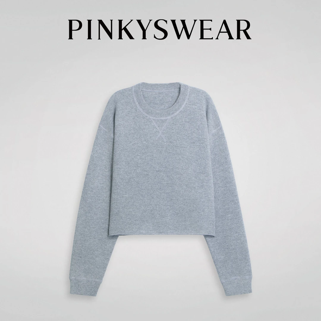 【画界】 M*U羊毛慵懒极简舒适亲肤卷边圆领软糯长袖毛衣 WY26720