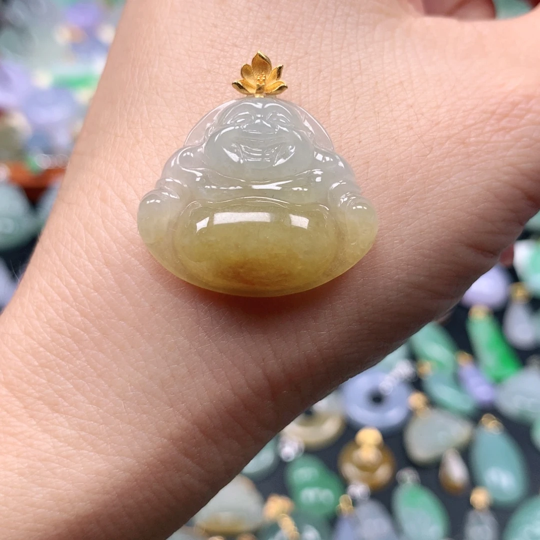 翡翠18K金镶嵌吊坠(不含链)