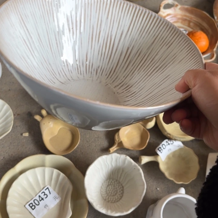 陶瓷浮雕斗笠大汤碗面碗