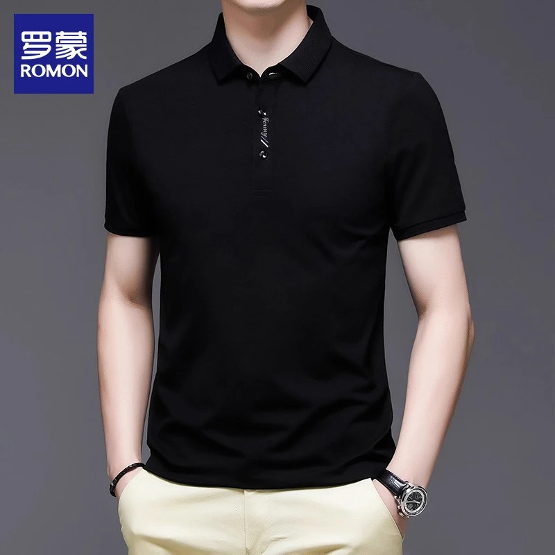 罗蒙男士短袖Polo衫2025年夏季新款翻领透气休闲宽松男装上衣服
