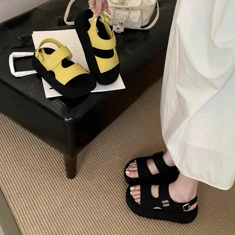 双色厚底凉鞋26882【7788桃子1】