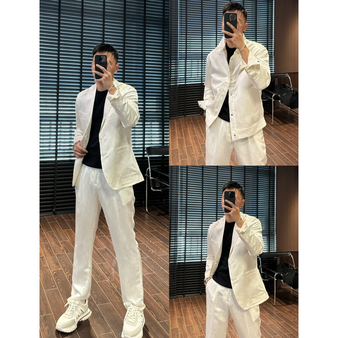 【桑蚕丝&汉麻】2025春夏新款休闲慵懒风三件套西服套装*分开拍