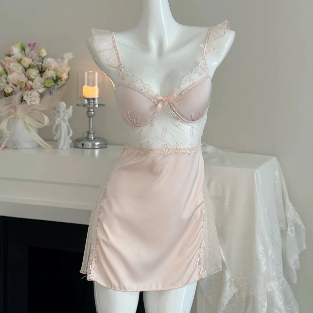 【妲己家】梦幻联动 夏日吊带睡裙纯欲风冰丝温柔性感蕾丝蕾丝睡衣