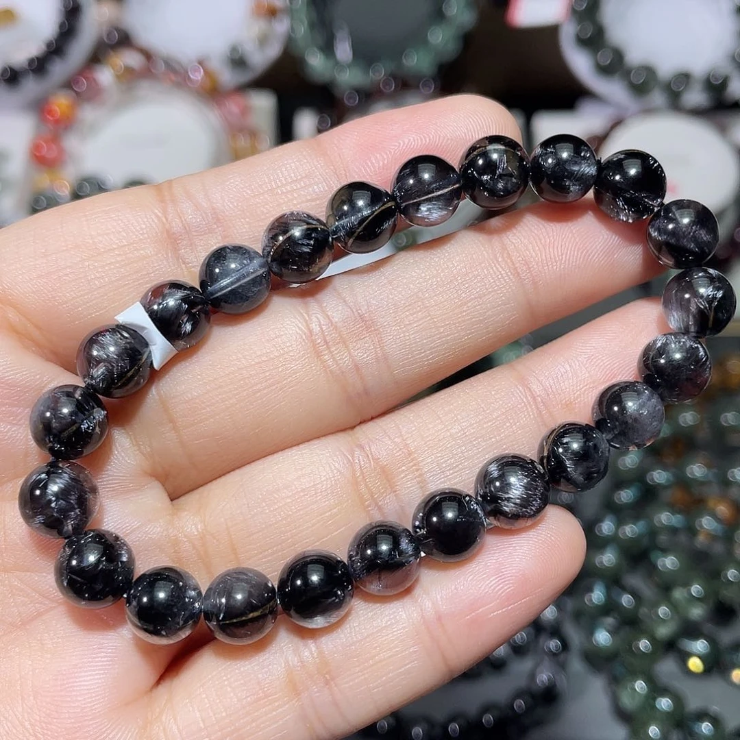 水晶手链未镶嵌黑银钛手串