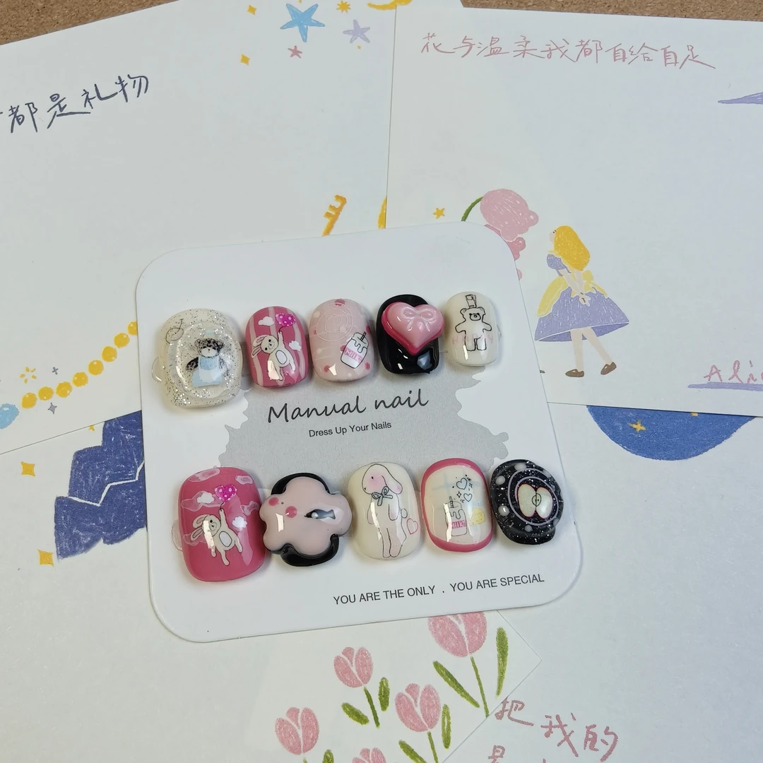 （两副包邮）可爱显白气质秋冬穿戴甲半手工可拆卸穿戴甲