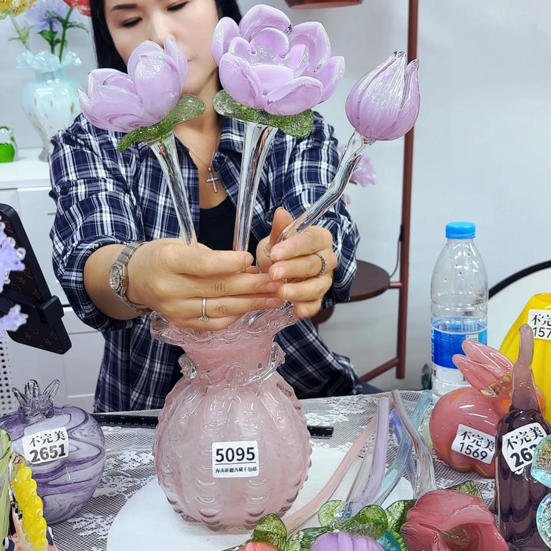 幽***静3花1瓶安妮琉璃摆件