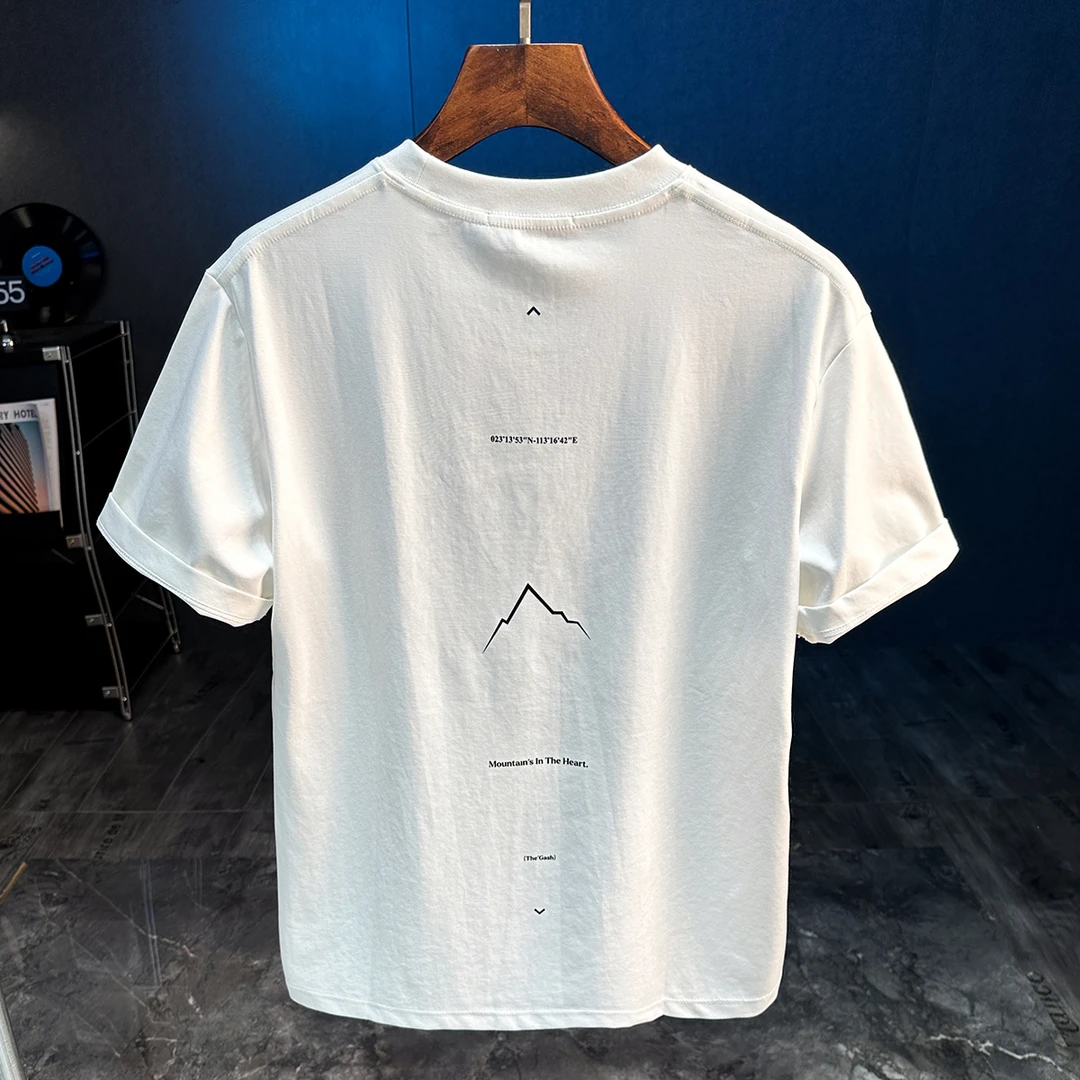 夏季新款薄款短袖T恤男士简约帅气休闲宽松圆领字母百搭五分半袖