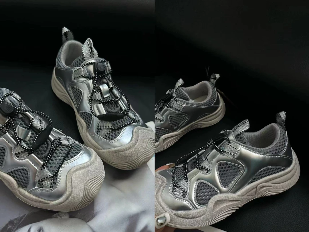 儿童大头做旧慢跑鞋，模特穿36 建议拍大一码