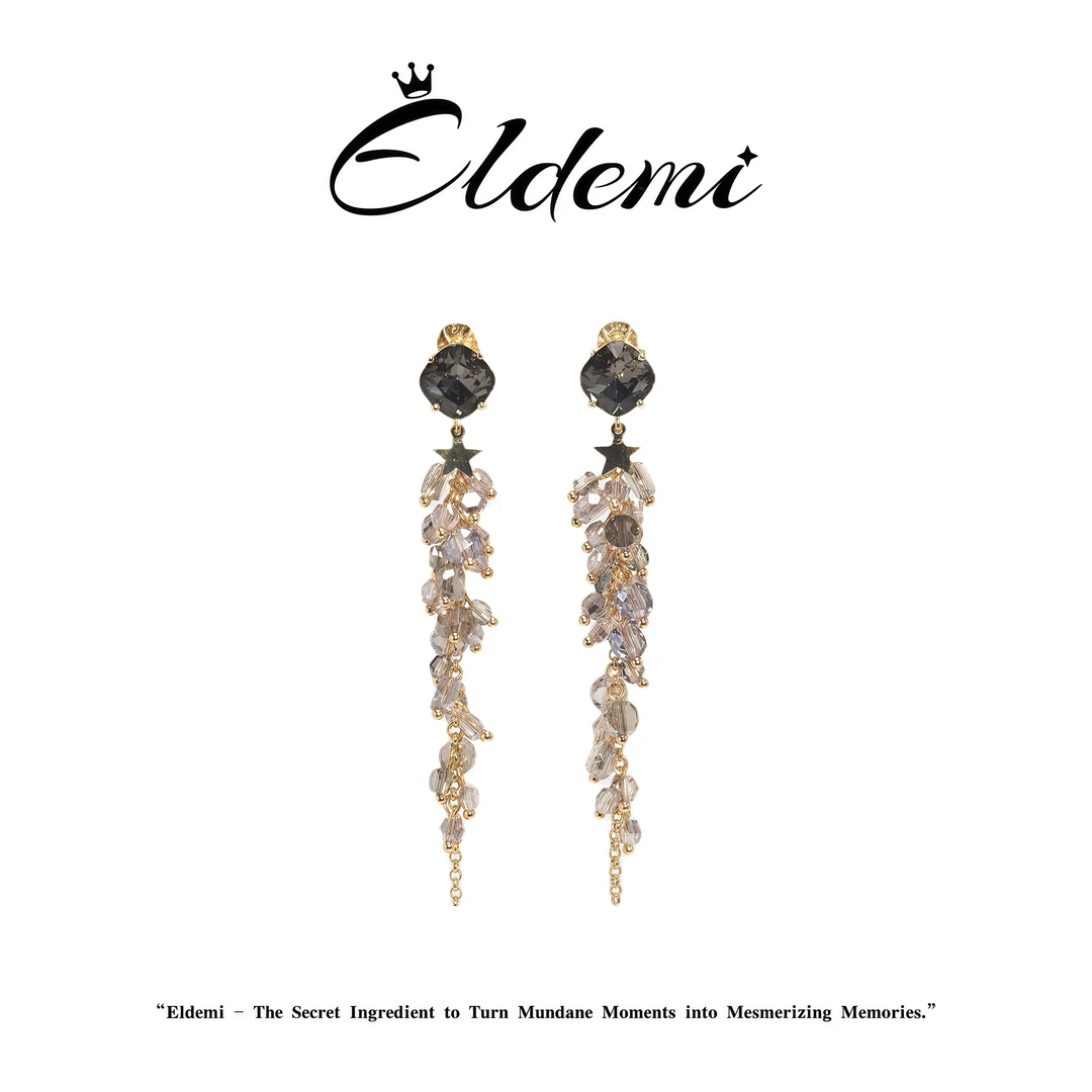 小众高级感彩锆配五星流苏925银针轻奢耳钉B0801