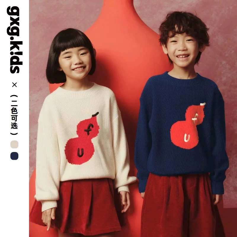 kids25新冬季圆领针织图案毛衣男女童休闲时尚洋气QYG3200194
