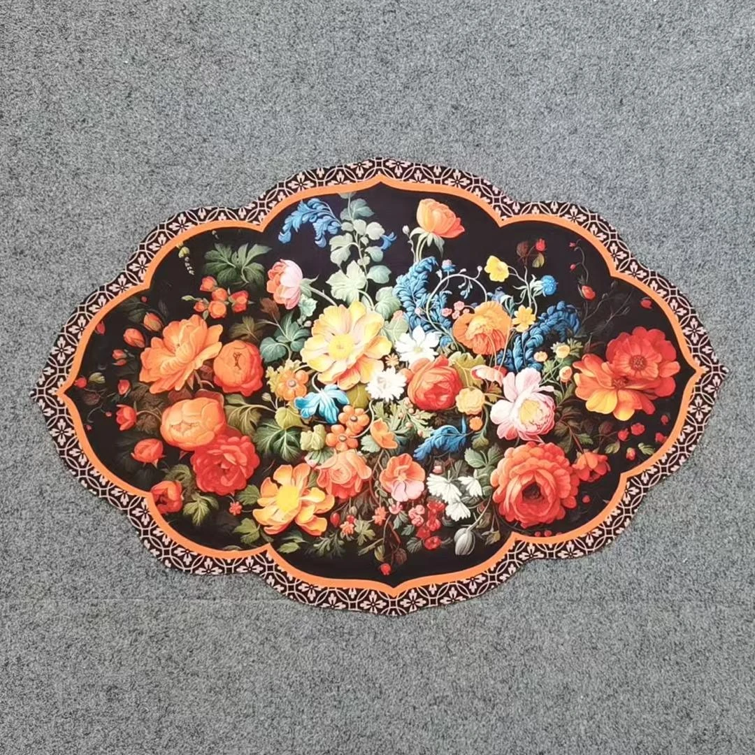 复古风硅藻泥吸水地垫防滑家用浴室厨房垫手工碎花蓝色创意陶瓷