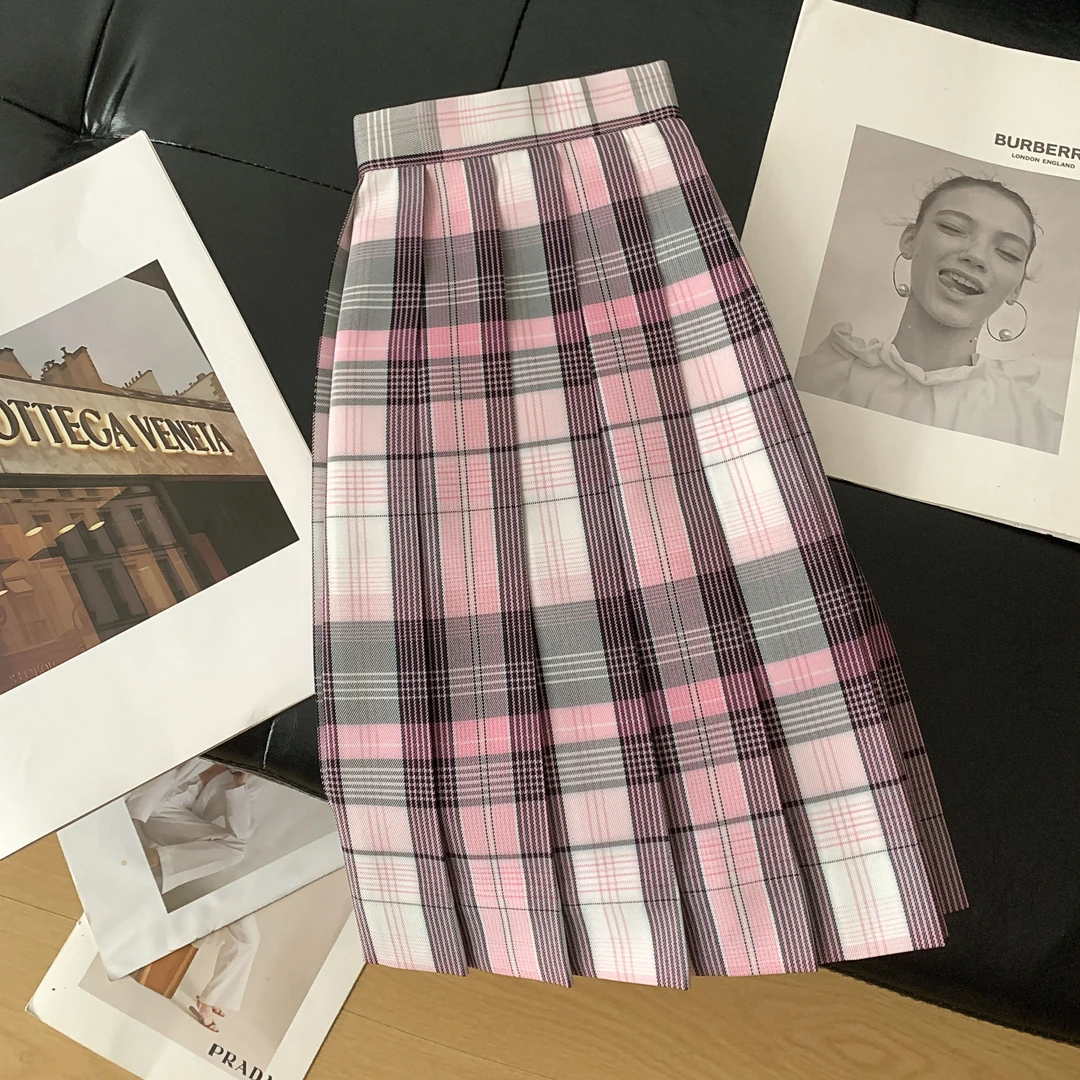 圣熊原创jk制服【樱】樱花粉格裙日系校供正版学院风显白百褶短裙子