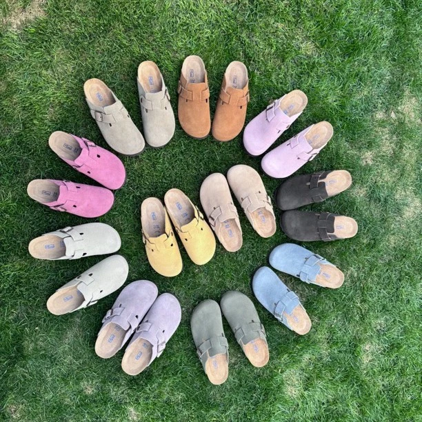 【3厘米薄底】韩版系列勃肯鞋单层真牛皮休闲舒适透气春夏季拖鞋