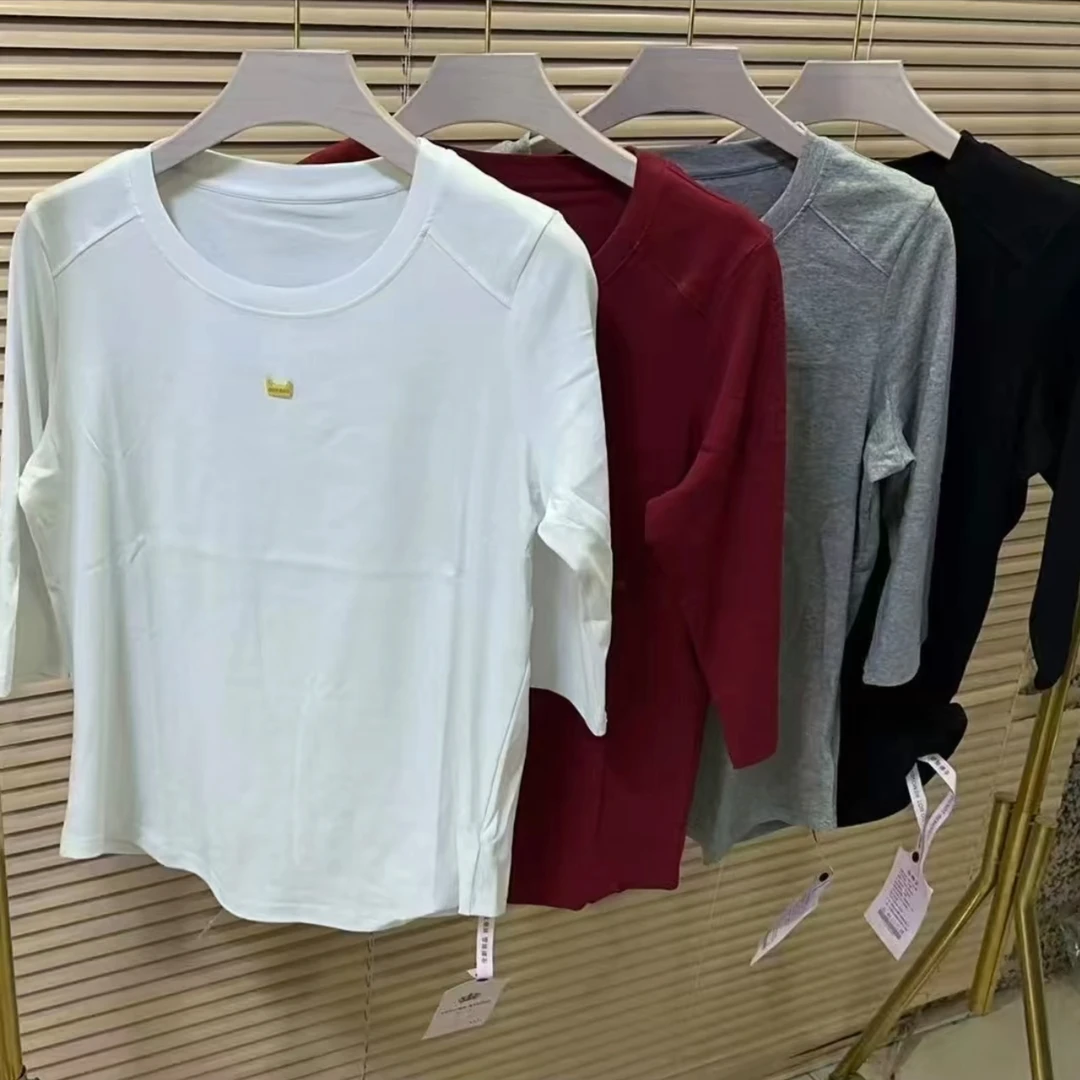 2015大码女装春秋款金属小标装饰七分袖简约百搭小衫