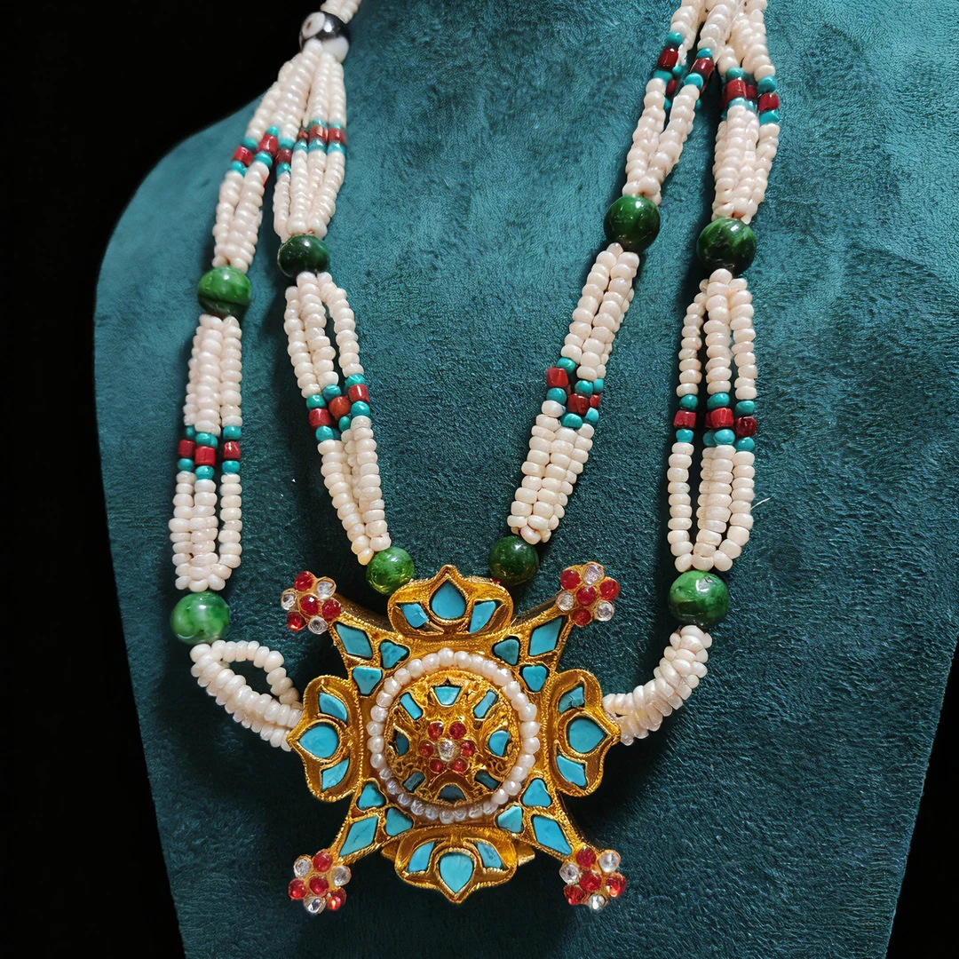 纯铜仿珍珠项链 藏式饰品正品尼泊尔镀金不掉色嘎乌盒藏装搭配