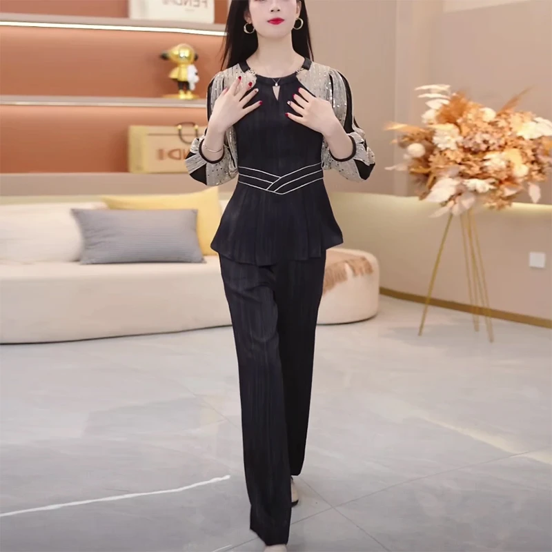 轻奢优雅气质减龄修身显瘦减龄百搭遮肚子轻熟风妈妈装洋气套装--