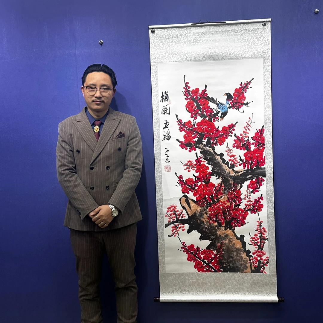 马迎春 《梅开五福》四尺竖白 国墨堂