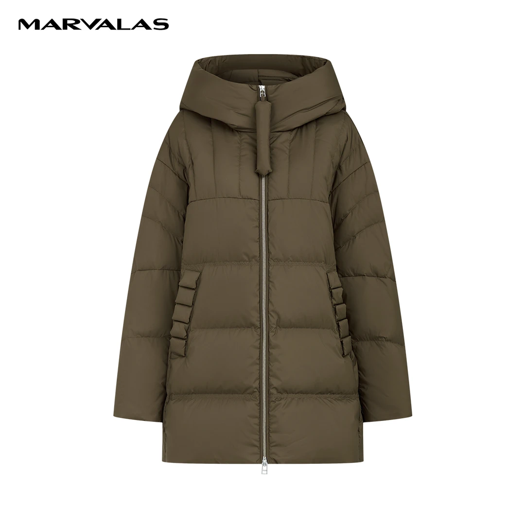 【籽言专属】曼德诗连帽羽绒服中长款面包服外套M427307024