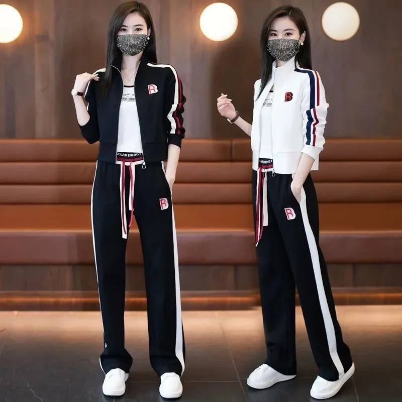 韩版休闲运动服套装女2025春秋新款时尚洋气妈妈装遮肚减龄两件套