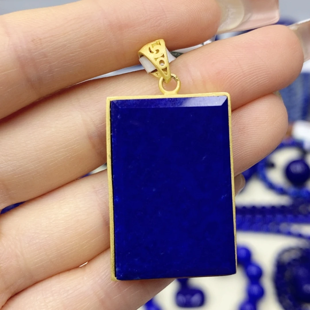 青金石银S925镀金镶嵌颈饰