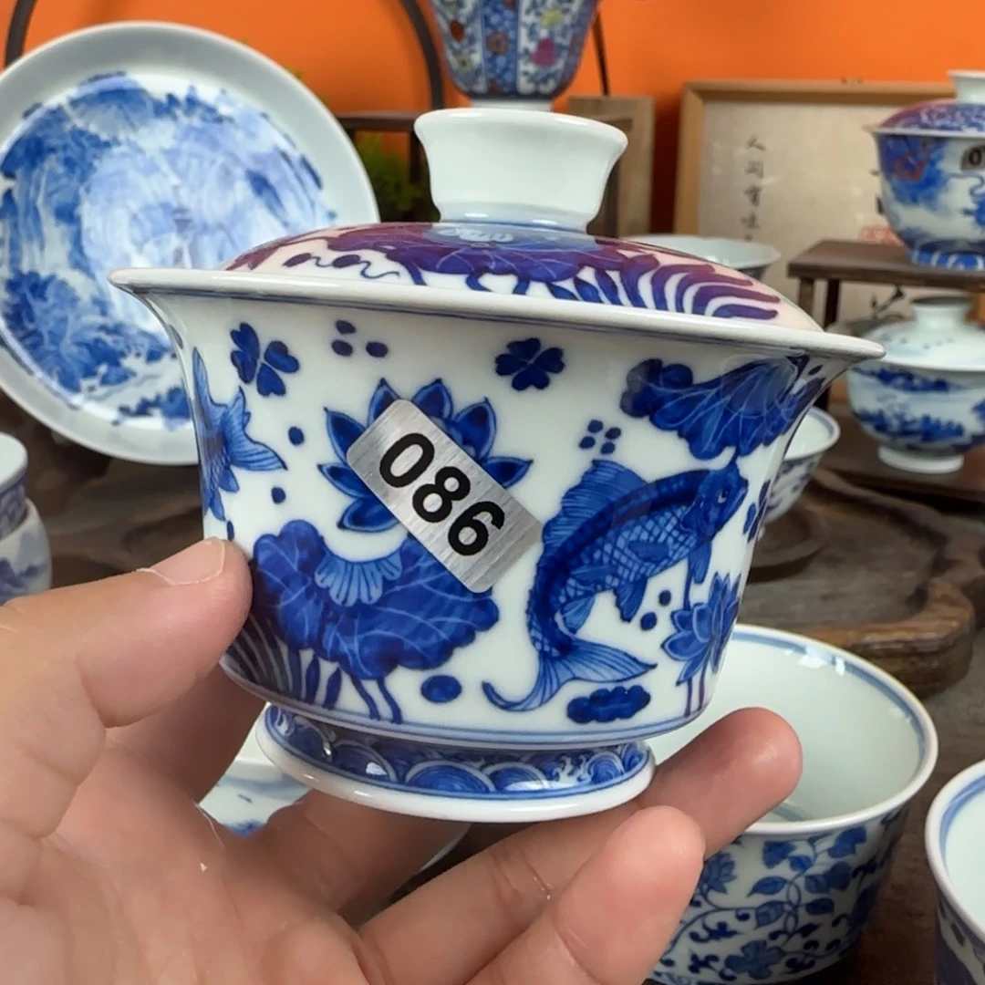 愚***事瓷片景德镇手绘青花茶器086