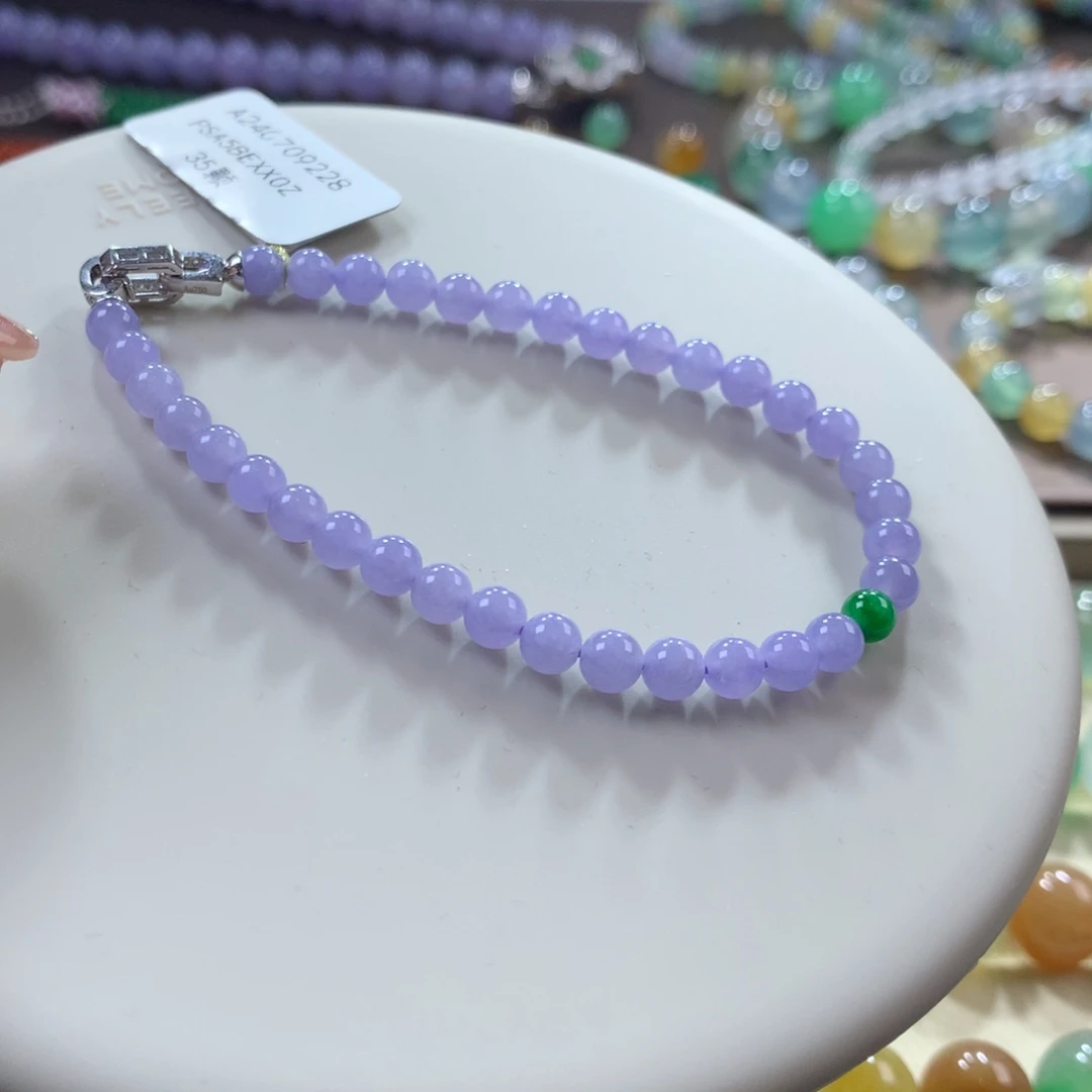 翡翠手链未镶嵌紫色手串卡4.5
