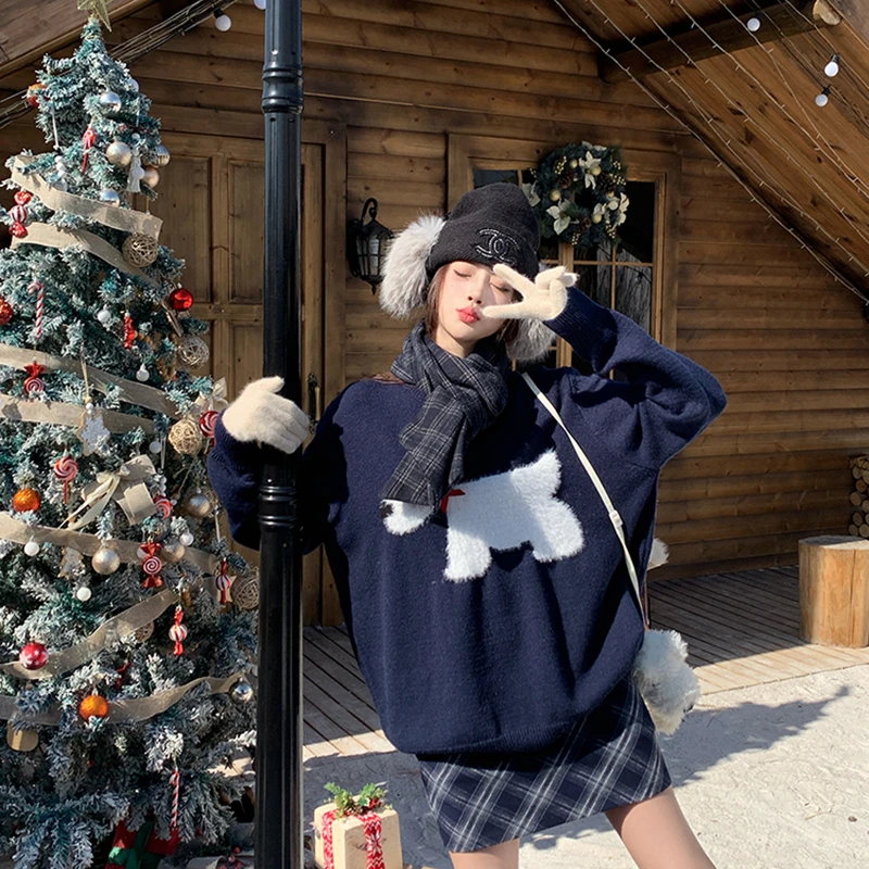 包包专属大码秋冬季新款胖mm正肩套头毛衣+半身裙套装8021+5772