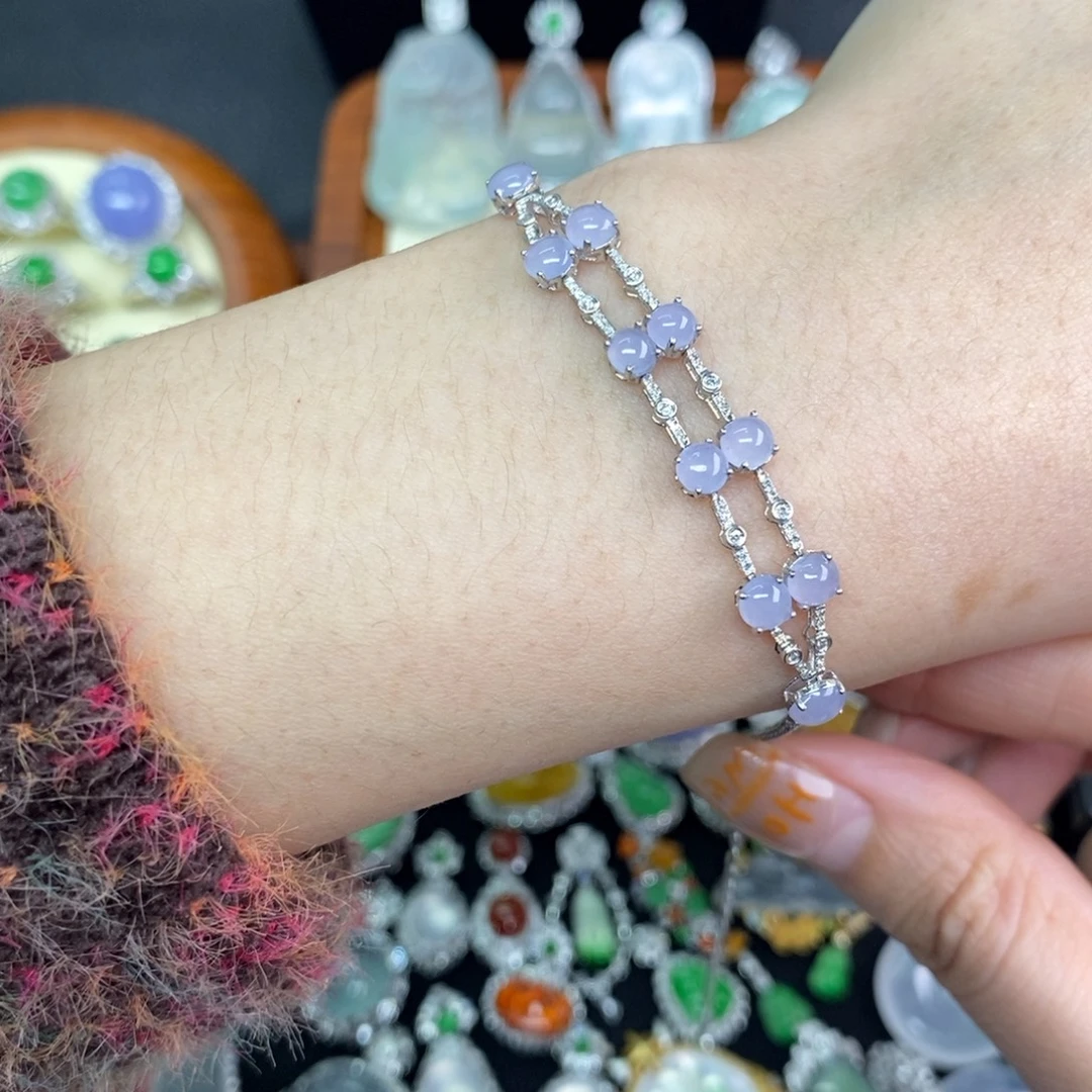 翡翠18K金镶嵌颈饰A货翡翠