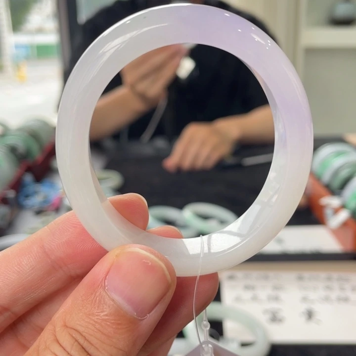 翡翠未镶嵌手镯54冰紫贵妃