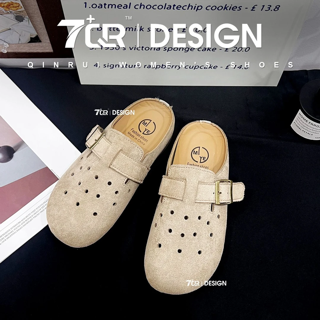 7+QR镂空软底皮带扣包头女外穿勃肯半拖 DF&M88-2