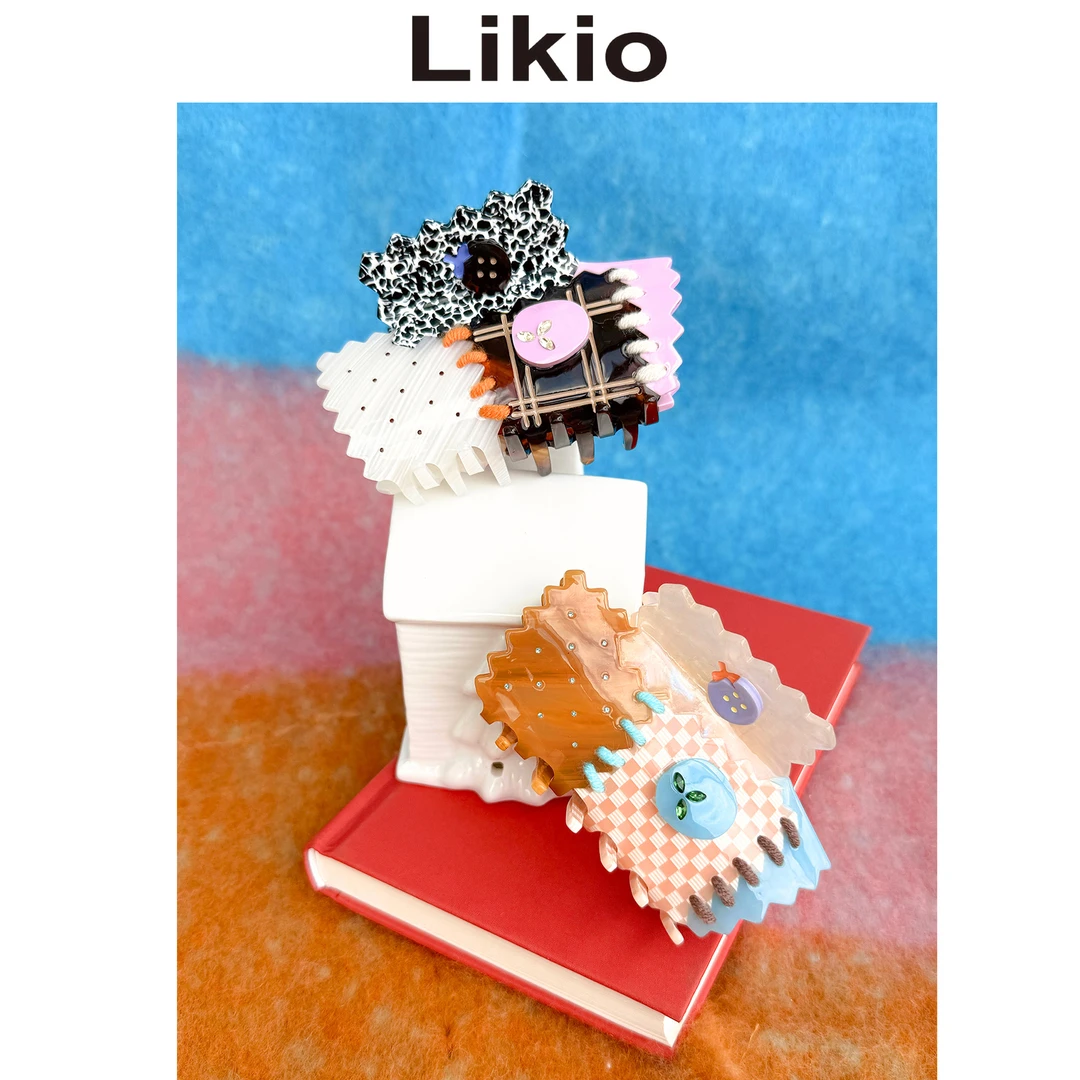 Likio 原创设计 手工派对拼布毛线发抓 头饰发夹子发卡鲨鱼夹醋酸
