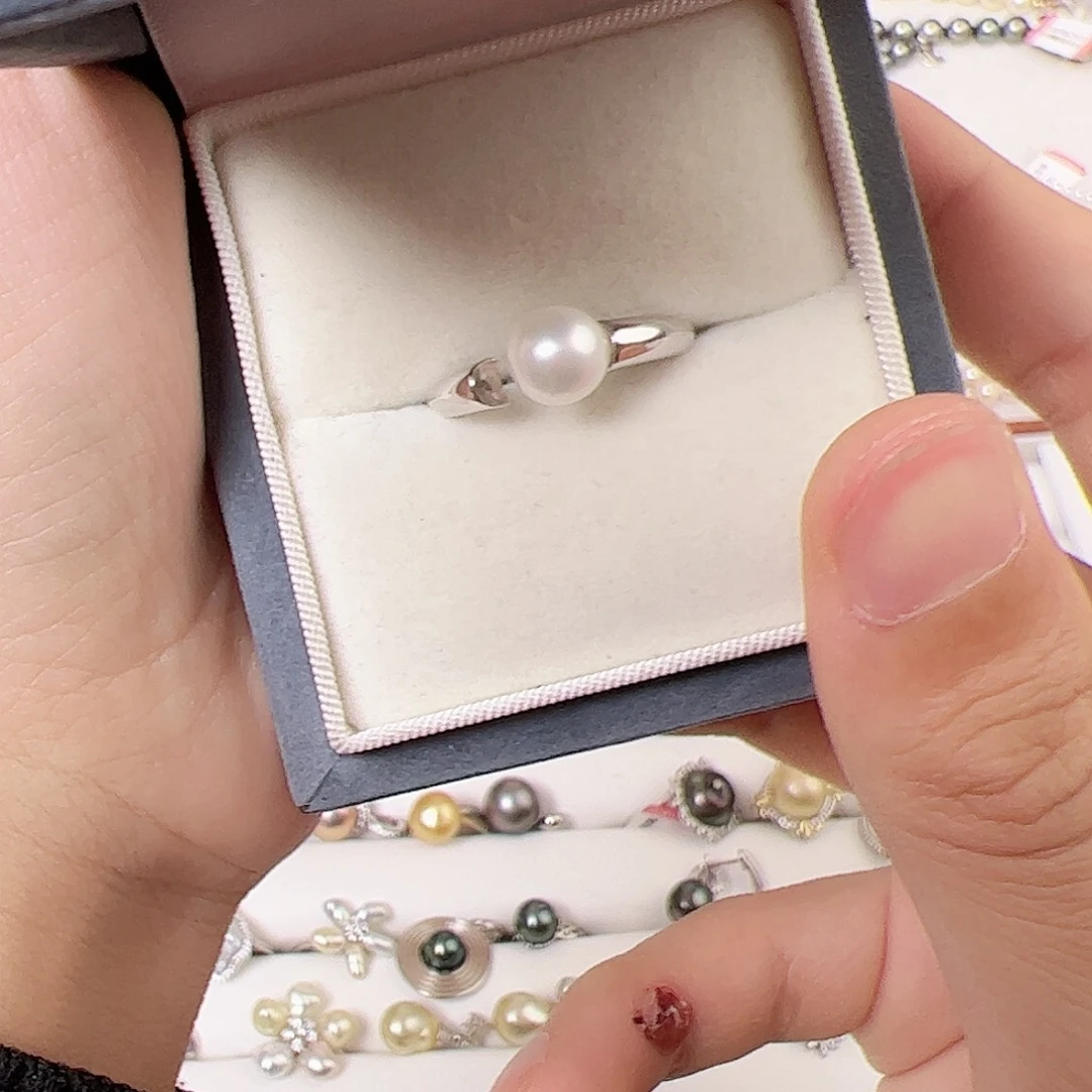 海水珍珠戒指银S925镶嵌