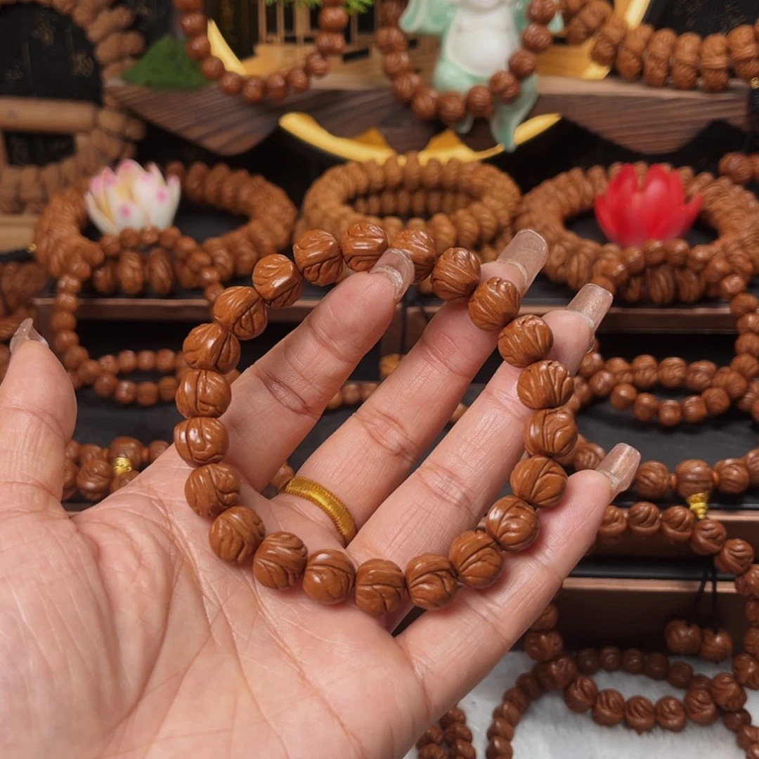 桃核手串12顶级玉龙脊单圈