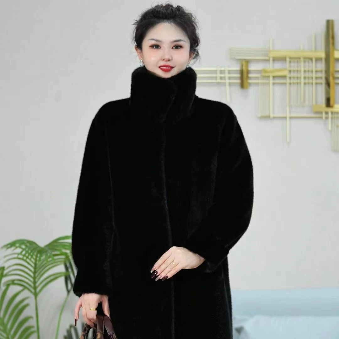 【金标正版特加厚1】110厘米加长款雪兰貂立领冬季高端百搭外套
