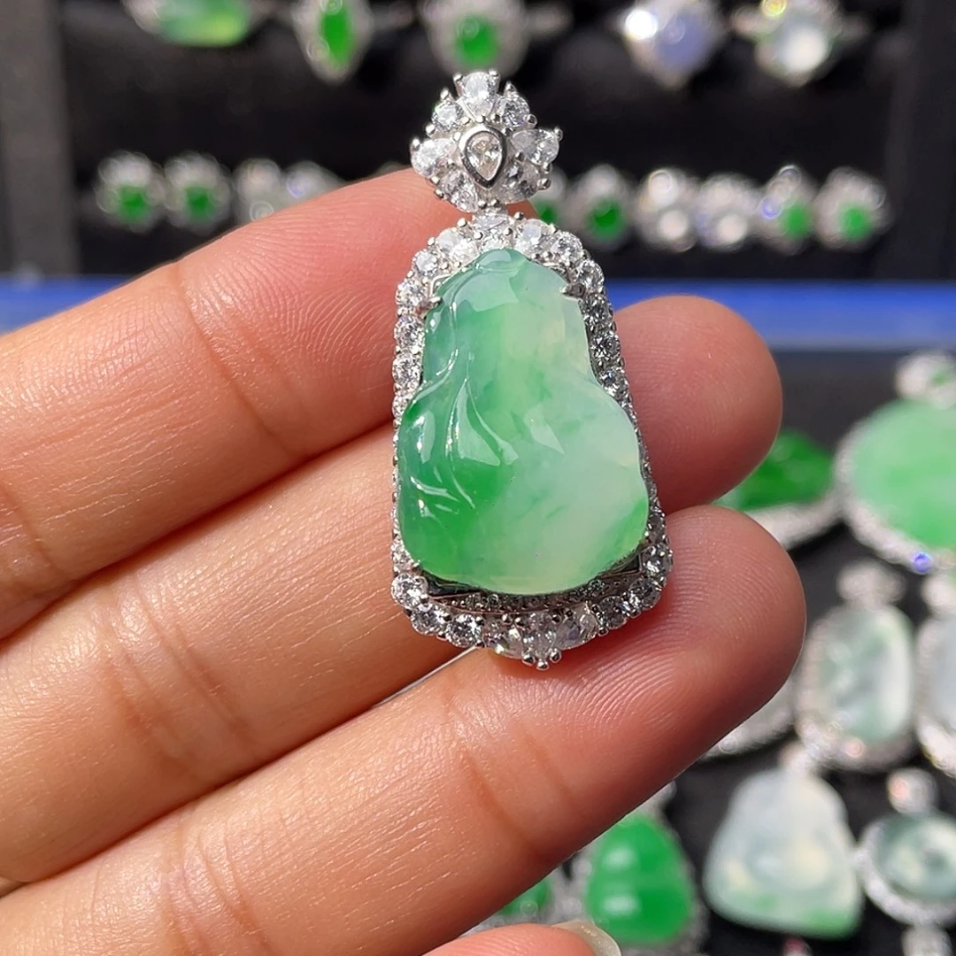 翡翠银S925镶嵌吊坠(不含链)