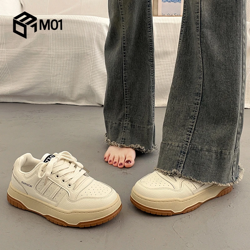 M01高级感小白鞋百搭小众厚底板鞋女2025爆款春秋德训休闲运动鞋