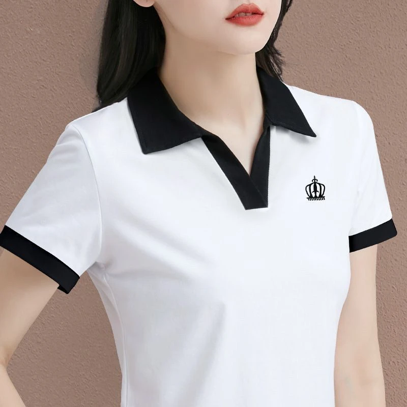 夏季新款洋气妈妈装短袖t恤女时尚减龄POLO衫宽松显瘦休闲上衣女