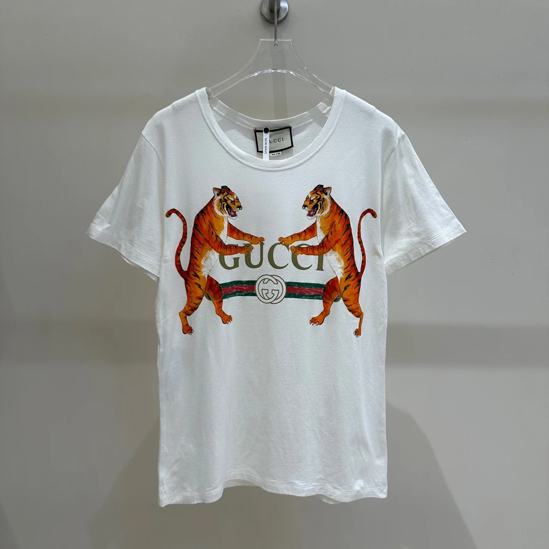 99新 GUCCI/古驰 GU226 双G腰带logo双虎短袖S码原价4800